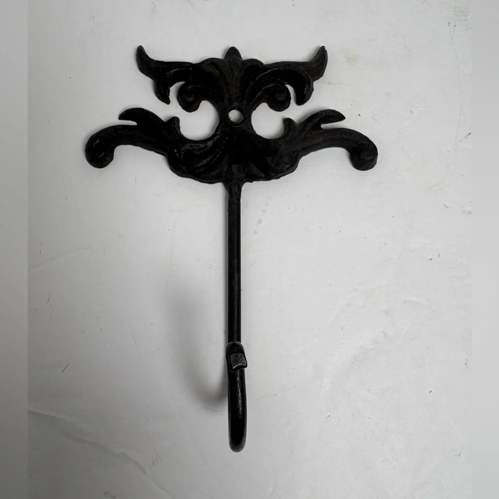Vintage Victorian Style Cast Iron  Black Wall Hook